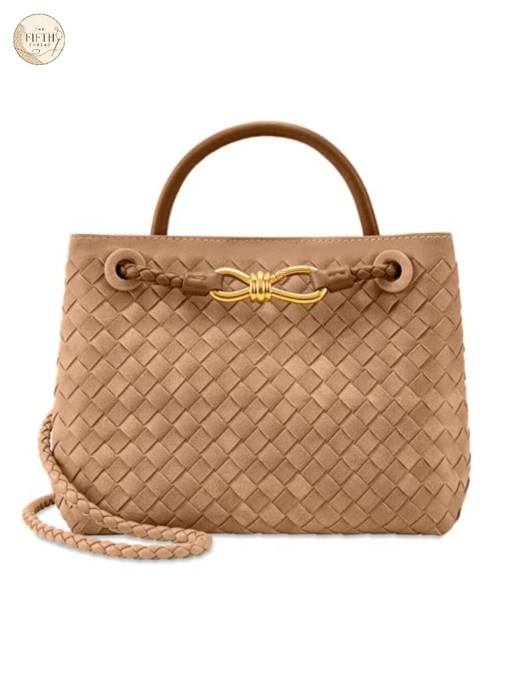 Woven PU Leather Top Handle Tote Shoulder Bag Handmade Purse